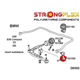 P031525B : Douilles des biellettes avant pour BMW E30 E36 Z1 Z3 II (82-91) E30