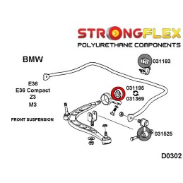 P031195B : Silentblocs des bras inférieurs avant BMW E30, E36, E36 Compact, Z1, Z3 II (82-91) E30