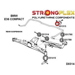 P031313B : Silentblocs barre antiroulis arrière 12-19mm, BMW E24, E28, E30, E36 Compact II (82-91) E30
