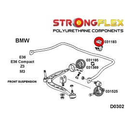 P031183B : Silentblocs de barre antiroulis avant 19-27mm, BMW E24 E28 E32 E34 E36 Z3 E31 E36 (90-99)