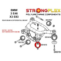 P031413B : Silentblocs avant du sous-châssis arrière, BMW E46/E46 M3, Z4, X3 E83 E46 (97-06)