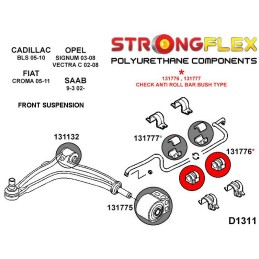 P131776B : Silentblocs barre antiroulis avant Cadillac BLS, Fiat Croma, Opel Signum, Vectra C, Saab 9-3 BLS (05-10)