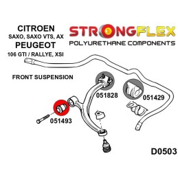 P051493A : Silentblocs des triangles de suspension avant SPORT, Citroen AX, Saxo, Saxo VTS/VTR, Peugeot 106/GTI/Rallye AX (86-98
