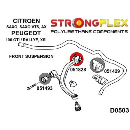 P051828B : Bras de contrôle avant - bagues arrière, Saxo VTS/VTR, Peugeot 106, 106 GTI, Rallye AX (86-98)