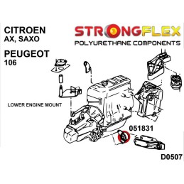 P051831A : Silentbloc de support moteur SPORT, Citroën Saxo, Saxo VTS/VTR, Peugeot 106, 106 GTI, Rallye AX (86-98)