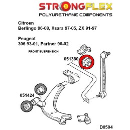 P051380B : Bagues de barre antiroulis avant, Berlingo, Xsara, ZX, Peugeot 306, Partner I (96-10)