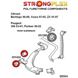 P051424A : Silentblocs des triangles de suspension avant SPORT, Berlingo, Xsara, ZX, Peugeot 306, Partner I (96-10)