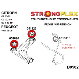 P051826A : Douilles des bras inférieurs avant 55mm SPORT C2 (03-09)