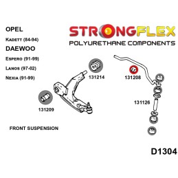 P131208A : Bagues de barre antiroulis avant SPORT, Daewoo Espero, Lanos, Nexia, Opel Kadett Espero (90-00)