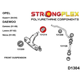 P131214B : Silentblocs arrière des triangles avant, Daewoo Espero, Lanos, Nexia, Opel Kadett E Espero (90-00)