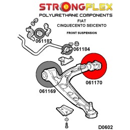 P061170B : Silentblocs arrières des triangles avant, Cinquecento, Seicento, Fiat Panda II 4x4 Cinquecento (91-98)