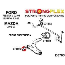 P071500B : Bras inférieurs avant - silentblocs avant pour Fiesta, Fusion, Mazda 2 MK5 (02-08)