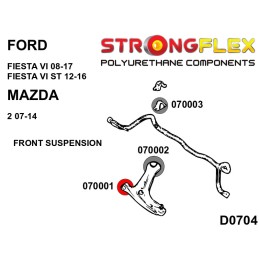 P070001A : Bras inférieurs avant - silentblocs avant SPORT pour Fiesta VI/ST, Ka/Ka+, Mazda 2 MK6 ST (12-16)