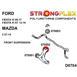 P070002A : Bras inférieurs avant - bagues arrière SPORT pour Fiesta VI/ST, Ford Ka, Mazda 2 MK6 ST (12-16)