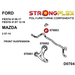 P070003B : Douilles polyuréthane pour barre anti-roulis avant pour Fiesta VI, Mazda 2/Demio II MK6 (08-17)
