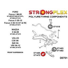 P071465A : Douilles de triangulation avant - boulon 12mm SPORT pour Focus I/ II, Mazda 3, Volvo C30/S40/V50 MK1 (98-10)
