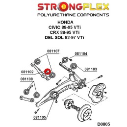 P081102A : Douilles de fixation des amortisseurs inférieurs arrière SPORT pour Honda Civic, CRX, CRX Del Sol, Integra IV (88-91)