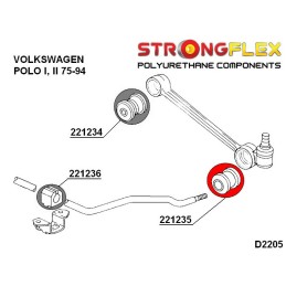 P221235B : Silentblocs extérieures des bras avant, Audi 50, VW Derby, Polo I 50 (74-78)