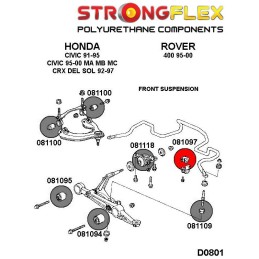 P081097B : Douilles de barre anti-roulis avant pour Honda Civic, Honda CRX Del Sol, Integra Type R, MG ZS, Rover 45, Rover 400 V