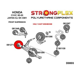 P081271A : Douilles intérieures de triangle inférieur avant SPORT pour Honda Civic VI, CR-V VI (95-00) JAPAN EJ / EK / EM1