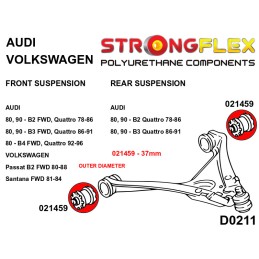 P021459A : Kit silentblocs des triangles de suspension avant SPORT, Audi 80, 90, VW Passat, VW Santana B2 (78-86) FWD