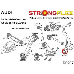 Silentblocks poliuretano buje trasero SPORT para Audi 80 B4 Quattro, A4 B5 Quattro