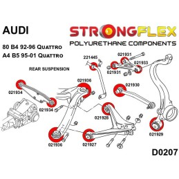 P026217A : Kit de silentblocs de suspension arrière SPORT, Audi 80 B4 Quattro, A4 B5 Quattro B4 (92-96) Quattro