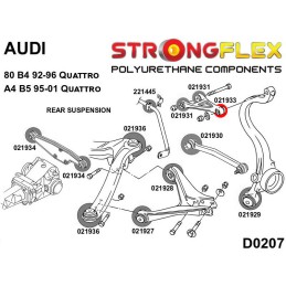 P021933A : Bras supérieurs arrières - silentblocs extérieures SPORT, Audi 80 B4 Quattro, A4 B5 Quattro B4 (92-96) Quattro
