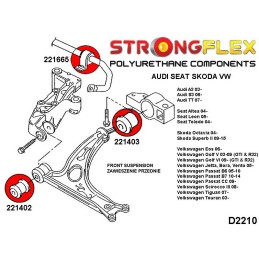 P226174A : Silentblocs de suspension KIT SPORT pour Audi, Seat, Skoda, VW 8P (03-13) FWD