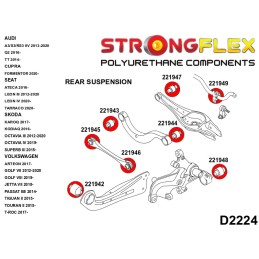 P226228A : Kit de silentblocs de suspension complet SPORT pour Audi, Cupra, Seat, Skoda, VW 8V (13-21) FWD