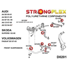 P026218A : Silentblocs de suspension KIT SPORT pour Audi A4 B5 Quattro B5 (95-01) Quattro