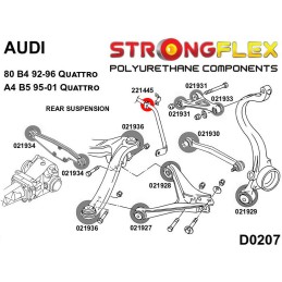 P221445A : Silentblocs de barre antiroulis arrière SPORT, Audi, Seat, Skoda, VW B4 (92-96) Quattro