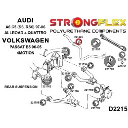 P221445A : Silentblocs de barre antiroulis arrière SPORT, Audi, Seat, Skoda, VW B4 (92-96) Quattro