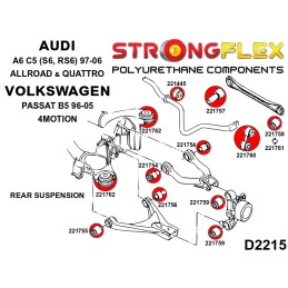 P226208B : Silentblocs de suspension arrière KIT pour Audi A6 C5 (S6, RS6) Quattro & Allroad*, VW Passat B5 4Motion C5 (97-04) Q