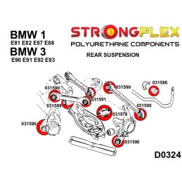 P036242A : Silentblocs de suspension arrière KIT SPORT pour BMW Série 1 E81/82/87/88, Série 3 E90/91/92/93 E81 E82 E87 E88