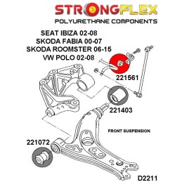 P221561A : Barre anti-roulis avant en polyuréthane 16-20mm SPORT pour Audi, SEAT, Skoda, VW 8X (10-18) FWD