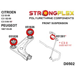 P056002B : Silentblocs de suspension KIT pour Citroen C2, C3, Peugeot 1007 C2 (03-09)