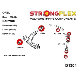 P136059B : Kit silentblocs de suspension avant, Espero, Nexia, Kadett E Espero (90-00)