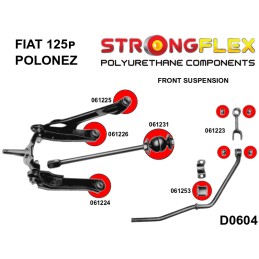 P066113A : Kit de silentblocs de suspension complet SPORT pour Fiat 125p 125p 1300/1500 (67-91)