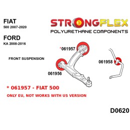 P066066A : Silentblocs de suspension avant KIT SPORT, Fiat 500, Ford Ka 500 (07-20)