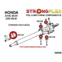 P086200A : Bagues de support de crémaillère de direction KIT SPORT pour Honda Civic, Honda CRX IV (88-91) EC / ED / EE / EF / EX
