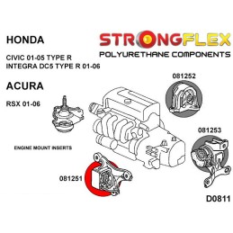 P081251A : Bagues de support moteur avant SPORT pour Honda Civic VII, Integra VII (01-06) EP3 Type R