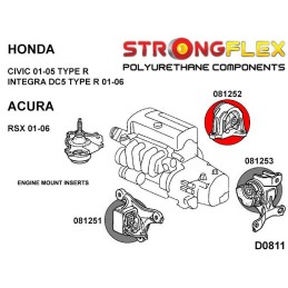 P081252A : Bagues de fixation arrière du moteur SPORT pour Civic VII, Integra VII (01-06) EP3 Type R