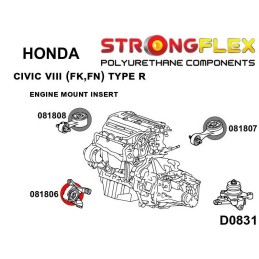P081806A : Insert de support moteur - silentblocs avant SPORT pour Honda Civic VIII FK FN TYPE R VIII (06-11) Hatchback FN2 Type
