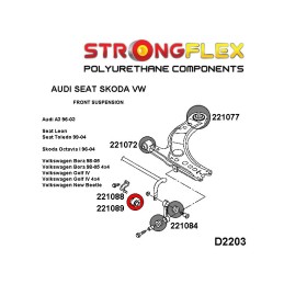 P221089A : Bagues de barre anti-roulis avant SPORT pour Audi, Seat, Skoda, VW 8L (96-03) FWD