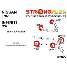 P286201B : KIT de bagues de suspension avant pour Nissan 370Z, Infiniti G37,G37S G25 / G35 / G37 / Q40 / Q60 (07-13) RWD