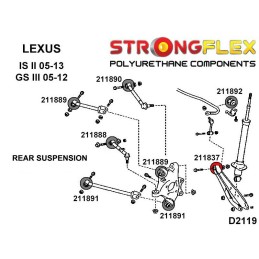 P211837B : Douilles intérieures de bras de contrôle de la voie arrière pour Lexus IS I, IS II, GS II, GS III II (97-05) S160