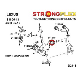 P211887A : Bras inférieurs avant - bagues arrière SPORT pour Lexus IS II, GS III III (05-11) S190
