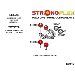 P211865B : Support de différentiel arrière - silentblocs avant pour Lexus GS III, Lexus IS I 200/300, Lexus IS II, Toyota Altezz