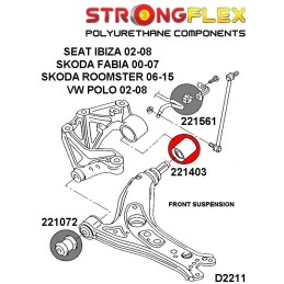 P221403A : Douilles de triangulation avant SPORT pour Audi, Seat, Skoda, VW 8P (03-13) FWD
